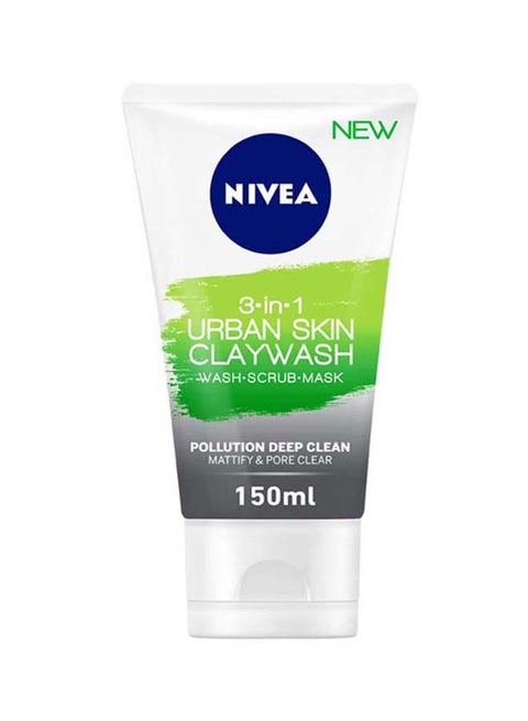 Urban Skin 3-In-1 Claywash Face Wash-Scrub-Mask Mattify And Pore Clean 1 150ml