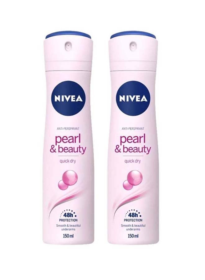 Nivea Pack Of 2 Pearl And Beauty Deo Spray 2x150ml - Image 1