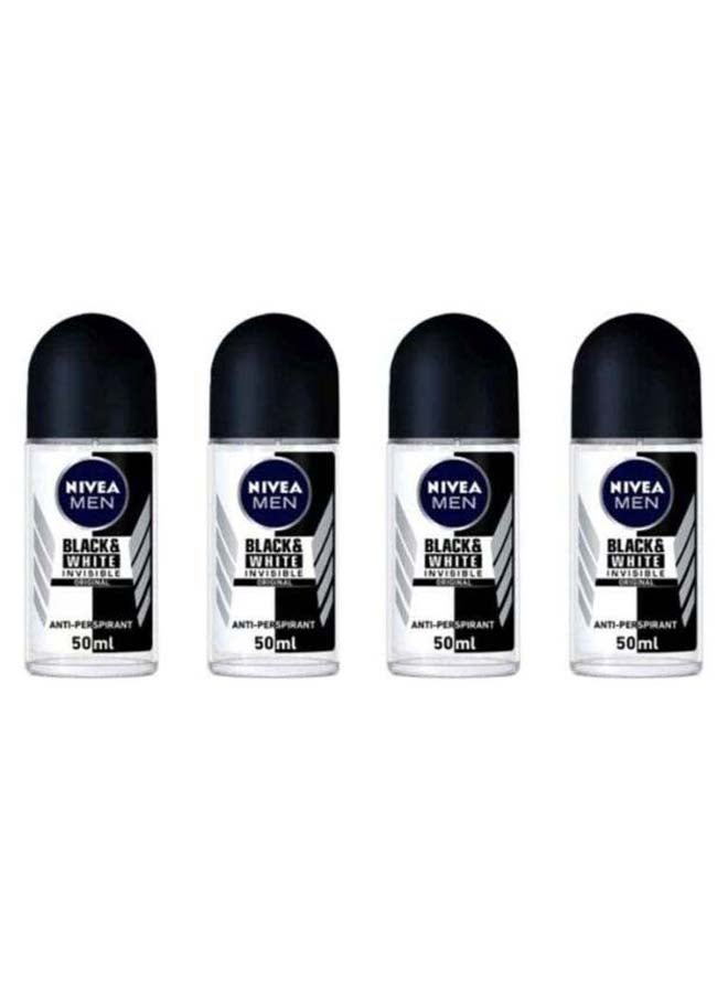 Nivea Pack Of 4 Black And White Invisible Original Roll-on Deodorant 4x50ml
