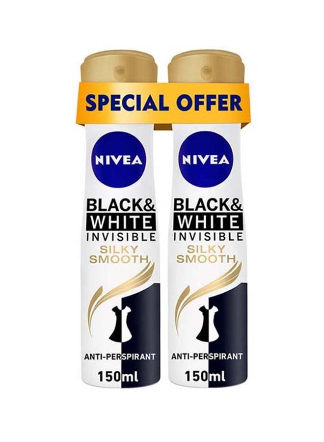 Nivea Black And White Silky Smooth Antiperspirant Spray Pack Of 2 150ml - Image 1