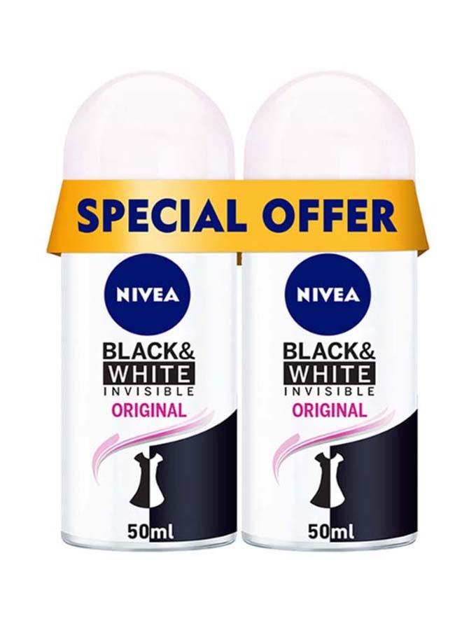 Nivea Pack Of 2 Black And White Invisible Original Antiperspirant Roll On 50ml