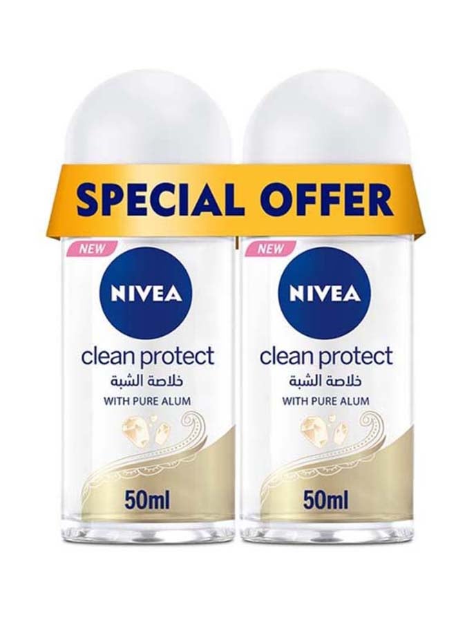 نيفيا مجموعة مزيل للعرق كلين بروتيكت ببلية دوارة وخلاصة الشبة للنساء من عبوتين 50ملليلتر - Image 1