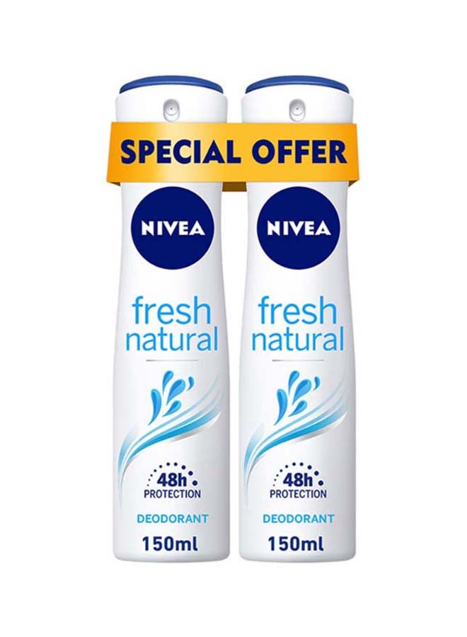 Nivea Pack Of 2 Fresh Natural Deodorant Spray 150ml 
