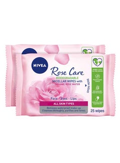 Organic Rose Water Micellar 25 Wipes Pack of 2