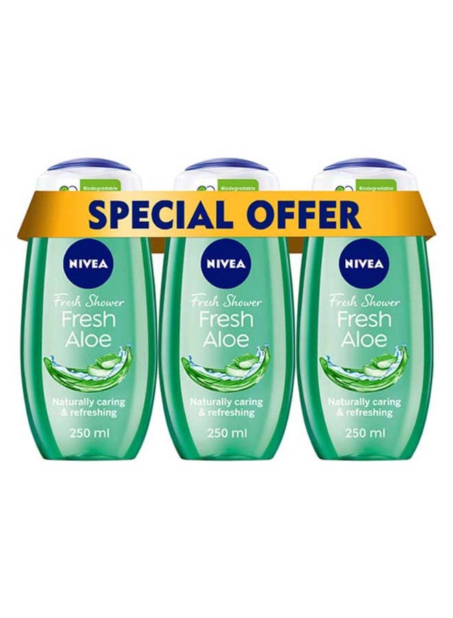نيفيا مجموعة جل استحمام بالصبار المنعش مكونة من 3 عبوات 250ملليلتر