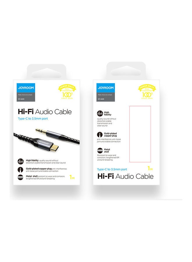 JOYROOM Type-C To 3.5mm Hi-Fi Audio Aux Cable Black  - Image 5