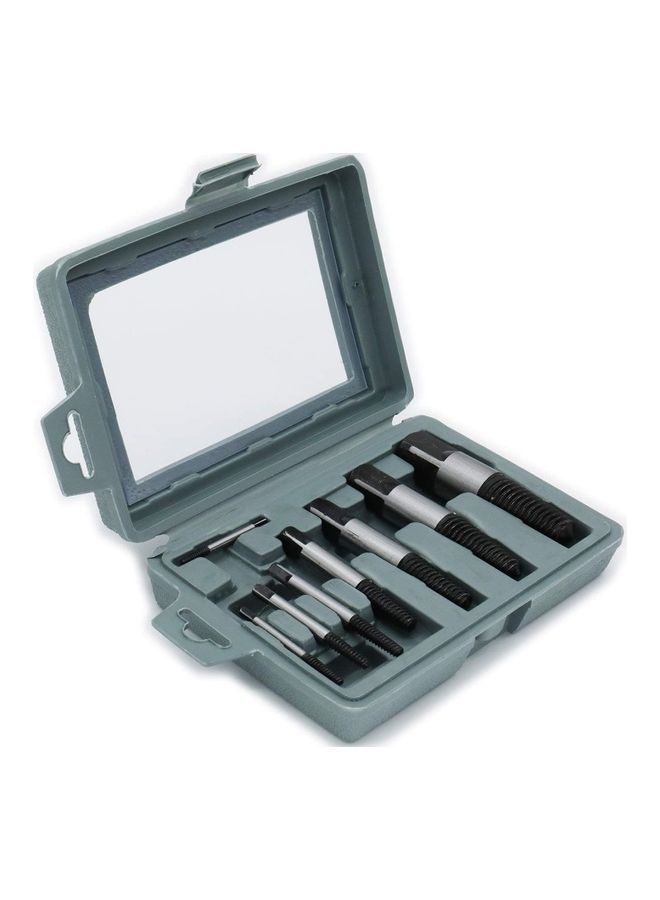 8-Piece Broken Bolt Screw Extractor Set Silver/Black  - Image 1