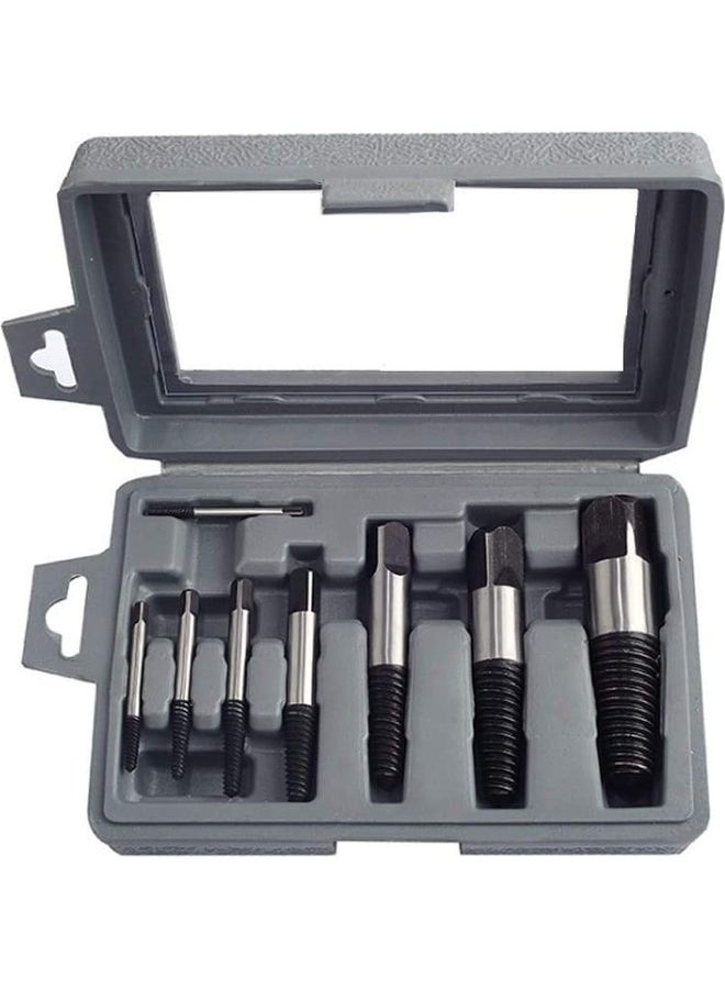 8-Piece Damaged Screw Extractor Set Silver/Black  - Image 1