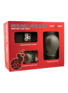 Saver Series Pad Set With Knee Savers, Elbow Savers And Wrist Savers, Large, Black 9-10inch