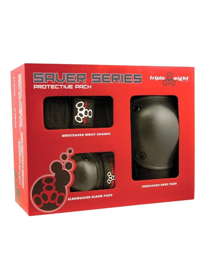 Triple 8 - Saver Series Pad Set With Knee Savers, Elbow Savers And Wrist Savers, Large, Black 9-10inch - Image 1