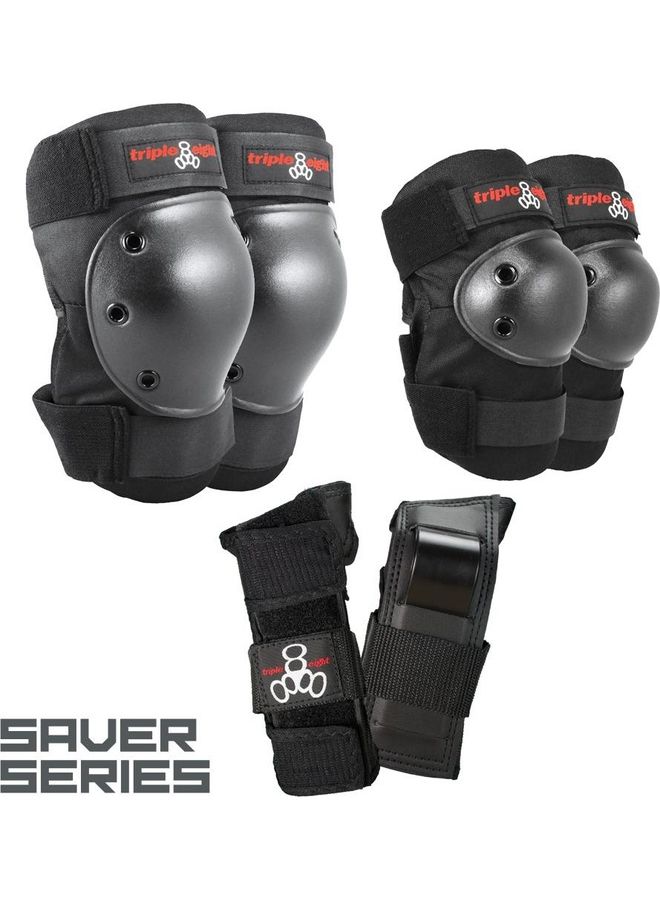 Triple 8 - Saver Series Pad Set With Knee Savers, Elbow Savers And Wrist Savers, Large, Black 9-10inch - Image 1