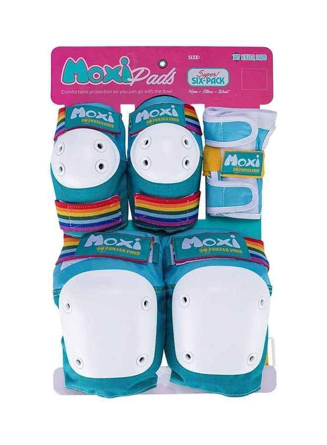 187 Killer Pads Moxi 6 Pack Adults With Knee Pads, Elbow Pads & Wrist Guards Jade XS  - Image 1