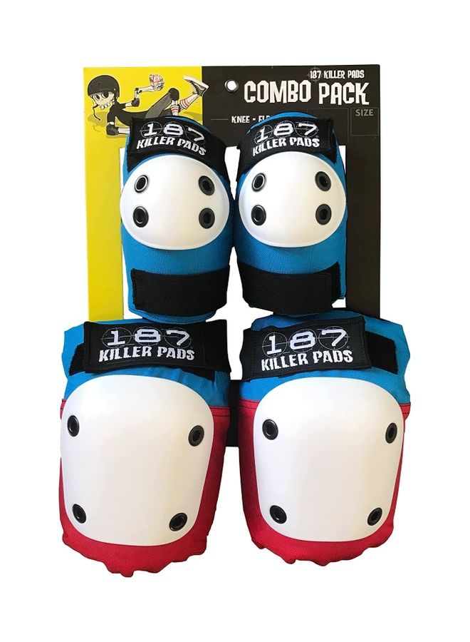 187 Killer Pads Combo Pack With Knee Pads & Elbow Pads Red, White, Blue S / M  - Image 1