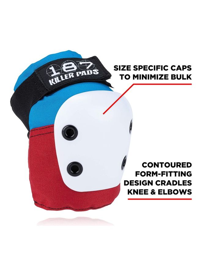 187 Killer Pads Combo Pack With Knee Pads & Elbow Pads Red, White, Blue S / M  - Image 2