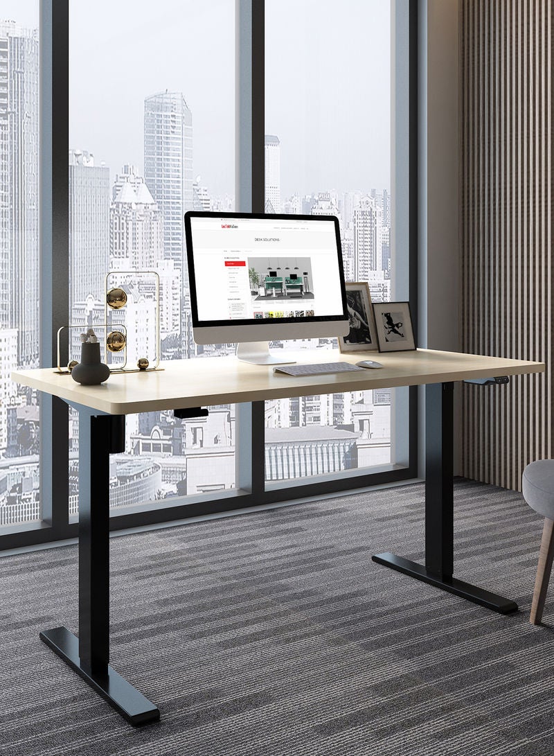 Height Adjustable Desk Computer Table Used As Study Office Table Or Gaming Table, Tabl etop Size 140*70 Black/Oak Height Adjustable Range: 70Cm-120Cm Single Motor Black/Oak