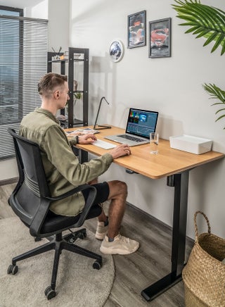 Height Adjustable Desk Computer Table Used As Study Office Table Or Gaming Table, Tabl etop Size 140*70 Black/Oak Height Adjustable Range: 70Cm-120Cm Single Motor Black/Oak - v1629697287/N43061684A_1
