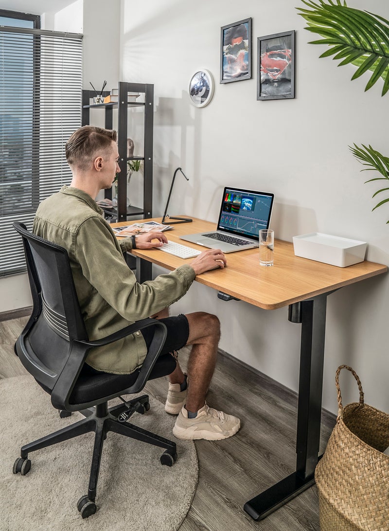 Height Adjustable Desk Computer Table Used As Study Office Table Or Gaming Table, Tabl etop Size 140*70 Black/Oak Height Adjustable Range: 70Cm-120Cm Single Motor Black/Oak