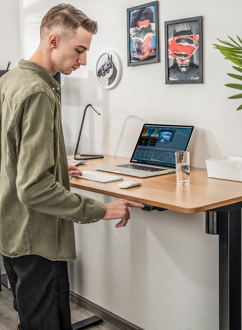 Height Adjustable Desk Computer Table Used As Study Office Table Or Gaming Table, Tabl etop Size 140*70 Black/Oak Height Adjustable Range: 70Cm-120Cm Single Motor Black/Oak