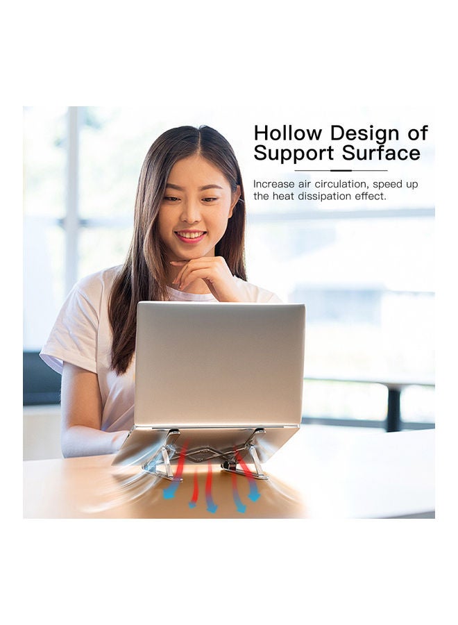 Portable Laptop Stand Foldable Aluminum Alloy, with 7 Level Height Adjustment Silver  - Image 3
