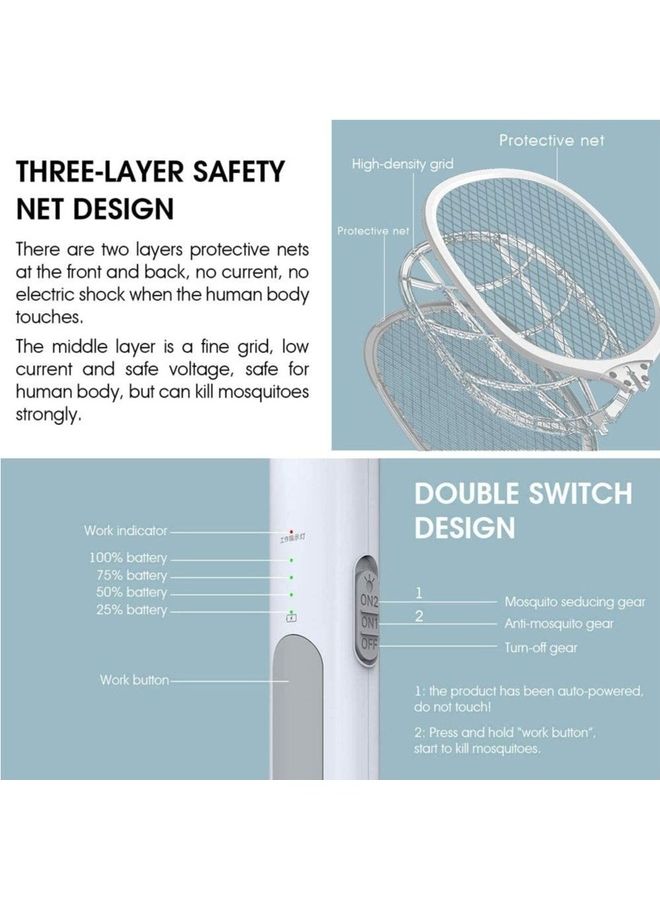 TAI-WANG - Cordless Electric Mosquito Swatter White 15cm - Image 1