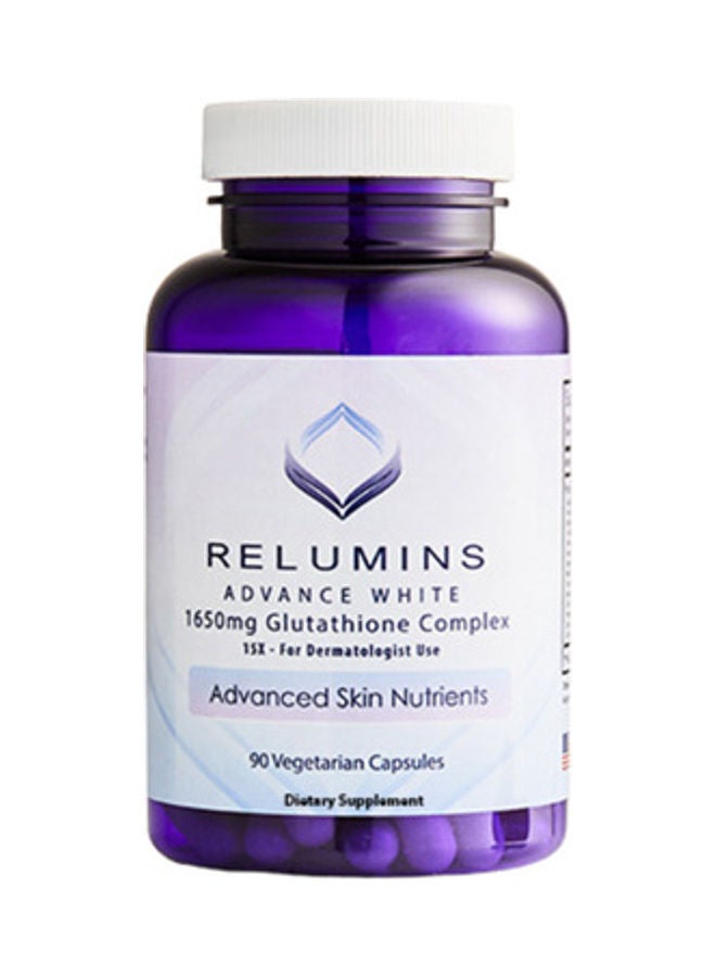 RELUMINS Advance White 1650mg Glutathione Complex – 15x For Dermatologist Use (90 Capsule) - Image 1