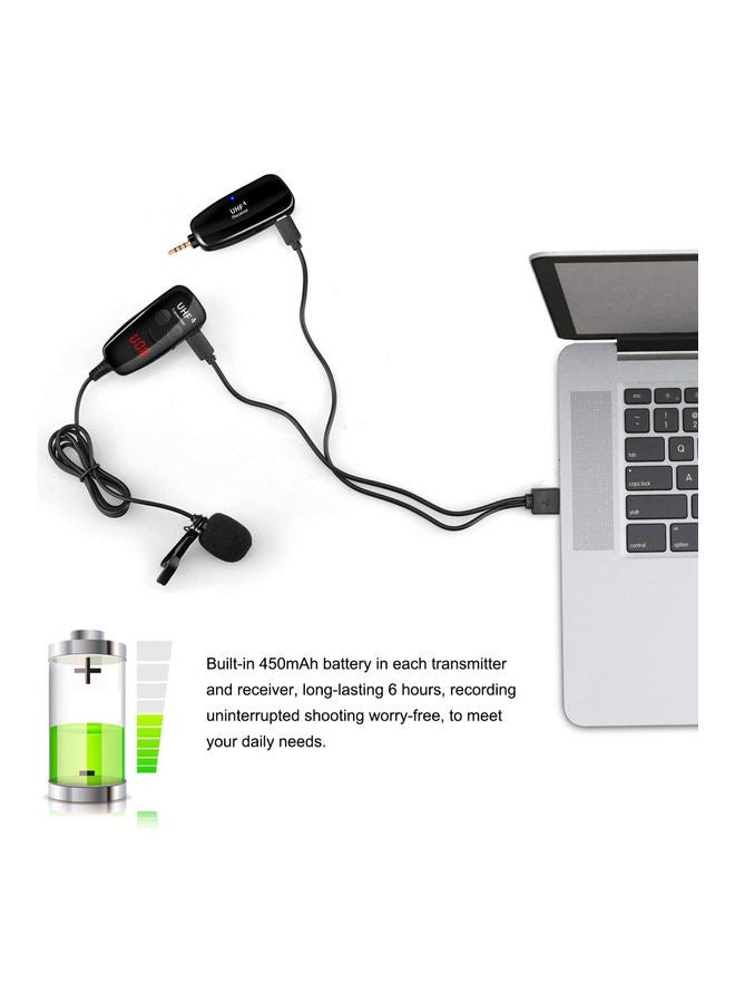 UHF Lavalier Lapel Wireless Microphone V9421-4_P Black