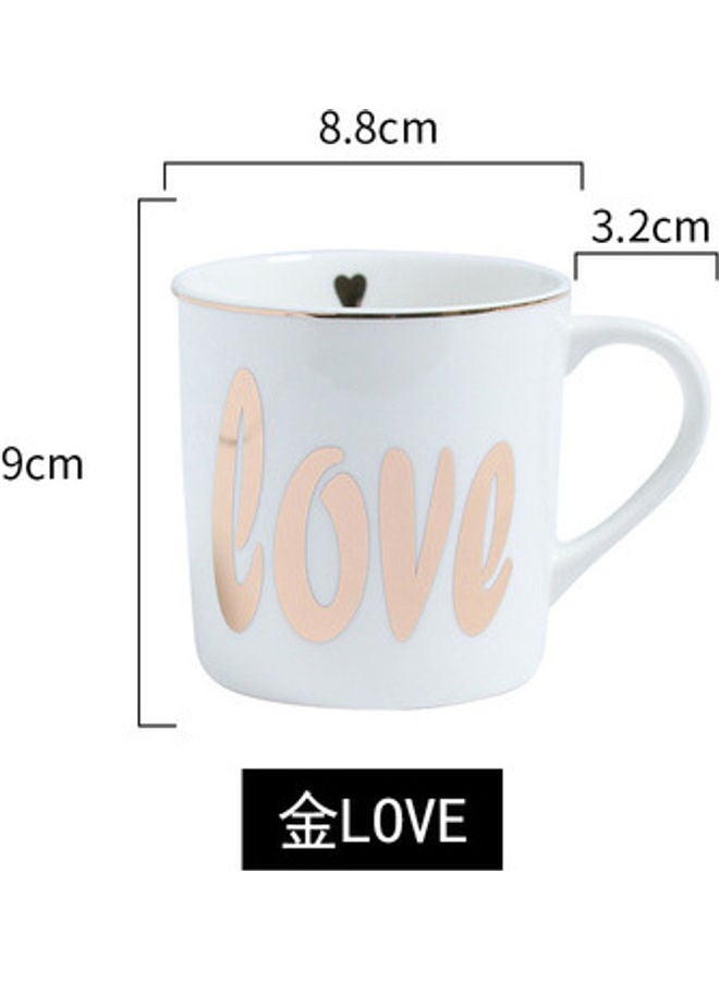 نيبمينينت مج من السيراميك بطبعة تعبر عن الحب بنمط إسكندنافي أبيض/ ذهبي وردي