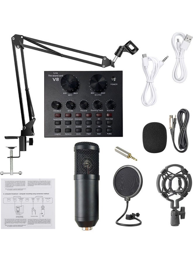 Multifunctional Live Sound Card Microphone Set V6957-1_P Black - Image 1