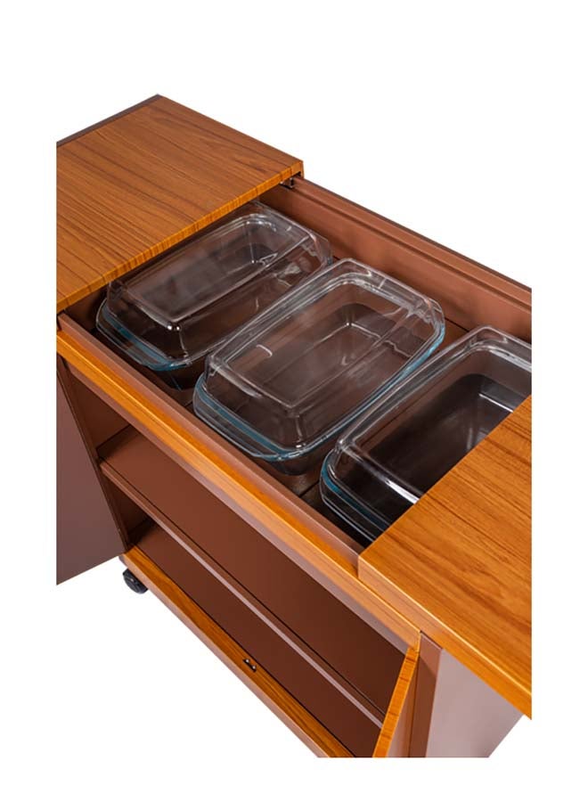 جورنجي عربة وولف باور قائمة بذاتها مع 3 أطباق لتسخين الطعام وغطاء بتصميم منزلق WPS6232GO ذهبي - Image 4