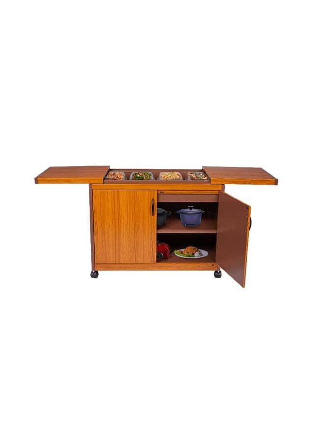 جورنجي عربة تسخين الطعام وولف باور قائمة بذاتها مع 4 أطباق مع غطاء منزلق - Image 4