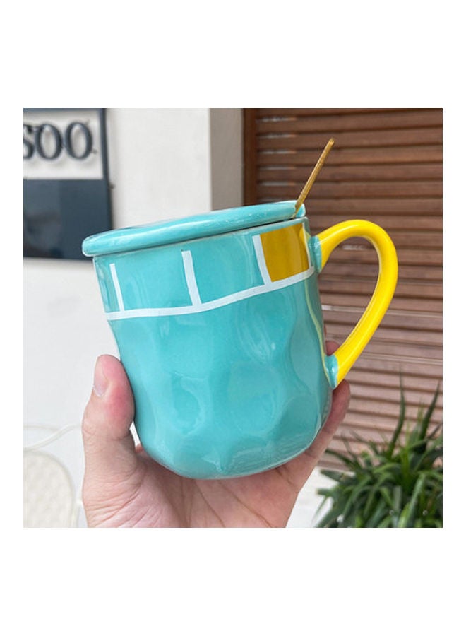 NIBEMINENT Zhongch Ceramic Mug With Lid Blue 11x11x12.5cm 