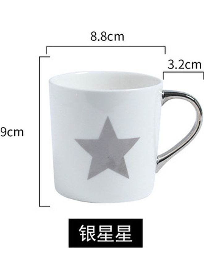 مج من السيراميك بتصميم إسكندنافي أبيض/ رمادي/ فضي