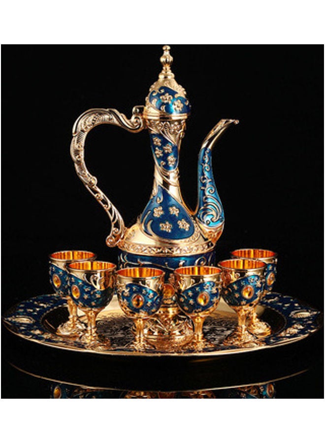 NIBEMINENT European High-End Vintage Wine Set Blue/Gold 