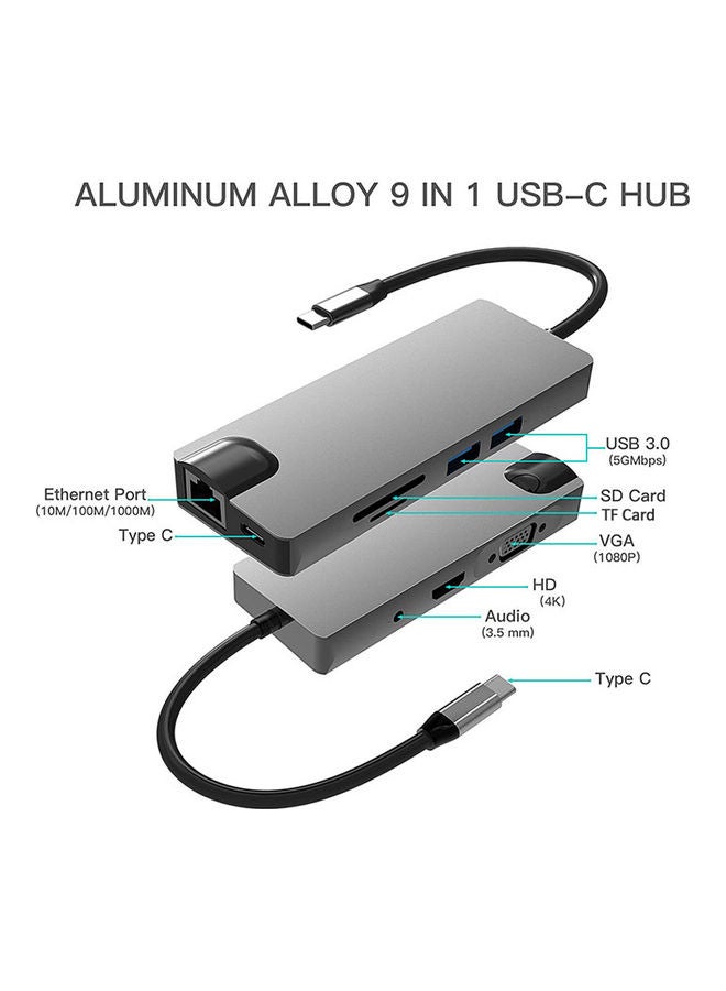 Generic - 9-In-1 USB Type-C Docking Station Grey - Image 1