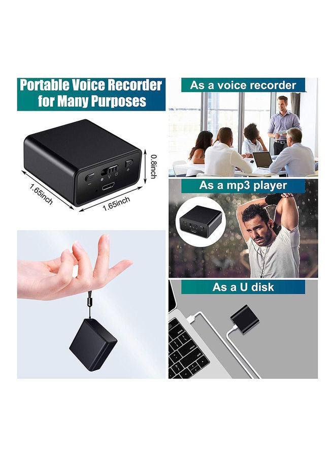 مسجل صوت صغير ومستطيل Q65 بمشغل MP3 ومنفذ شحن USB طراز Q65 V9240-8G_P أسود