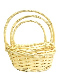 3-Piece Wicker Woven Handmade Gift Basket Beige 35x30x30cm