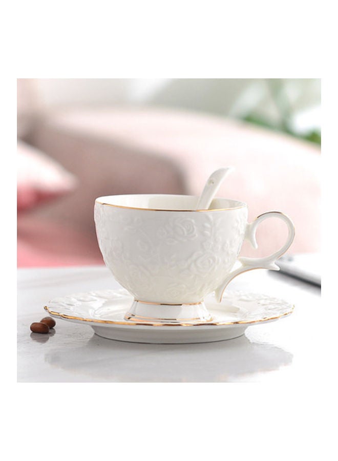NIBEMINENT Coffee Cup And Saucer Set White/Gold 