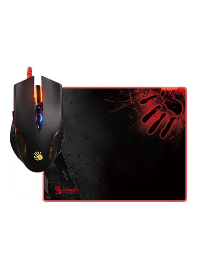 بلودي مجموعة ماوس الألعاب ولوحة ماوس نيون إكس جلايد أسود/أحمر - Image 2