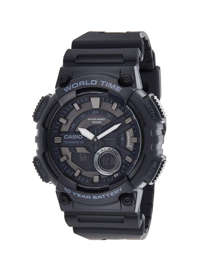 كاسيو مُجدد - ساعة رقمية كوارتز رقمية/بعقارب بجلد اصطناعي طراز AEQ-110W-1BVDF للرجال - Image 1