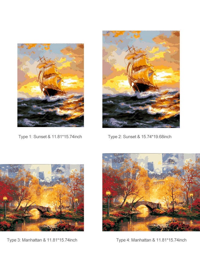 Sunset Pattern Canvas Oil Painting Multicolour - Image 5