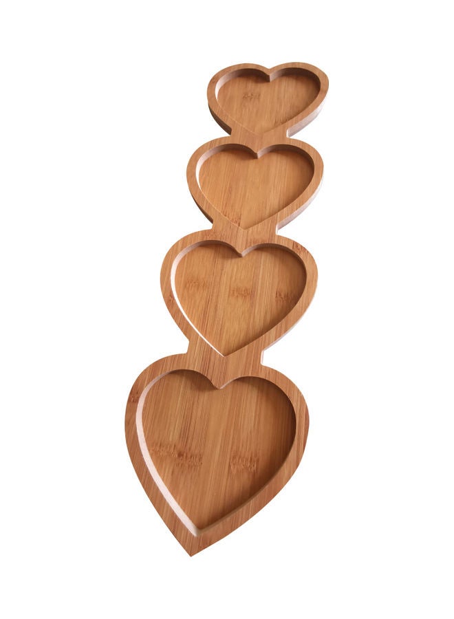 4-Slots Heart Shaped Bamboo Serveware Brown 45cm - Image 1