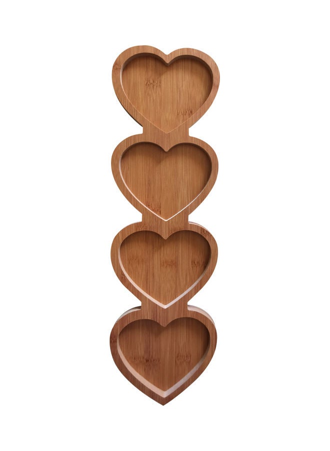 4-Slots Heart Shaped Bamboo Serveware Brown 45cm - Image 2