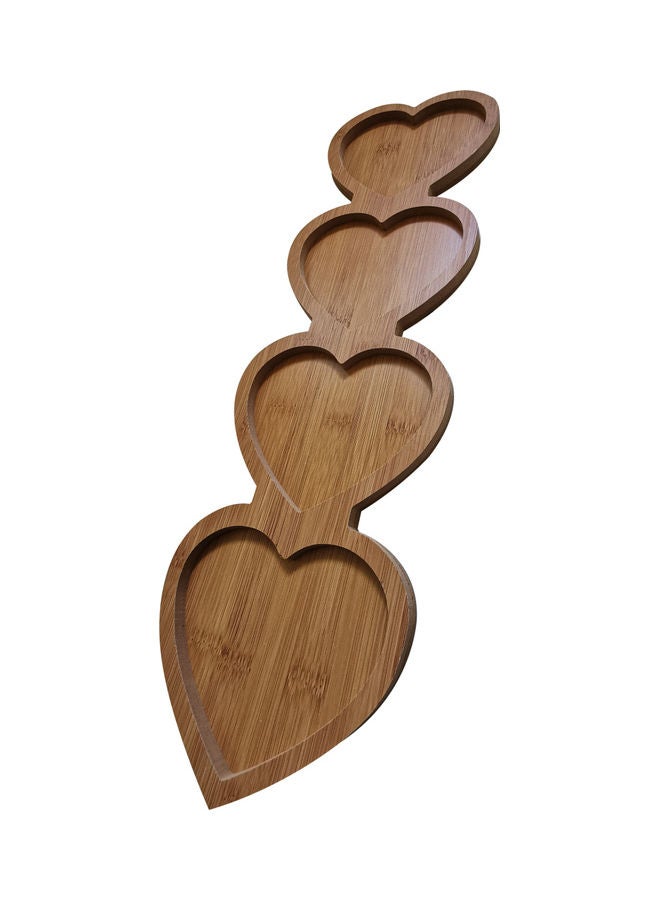 4-Slots Heart Shaped Bamboo Serveware Brown 45cm - Image 3