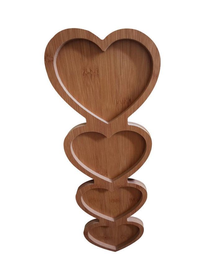 4-Slots Heart Shaped Bamboo Serveware Brown 45cm - Image 4