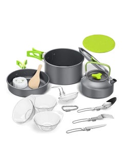 Outdoor Cookware Set 14pcs Green 19x13x18.4cm