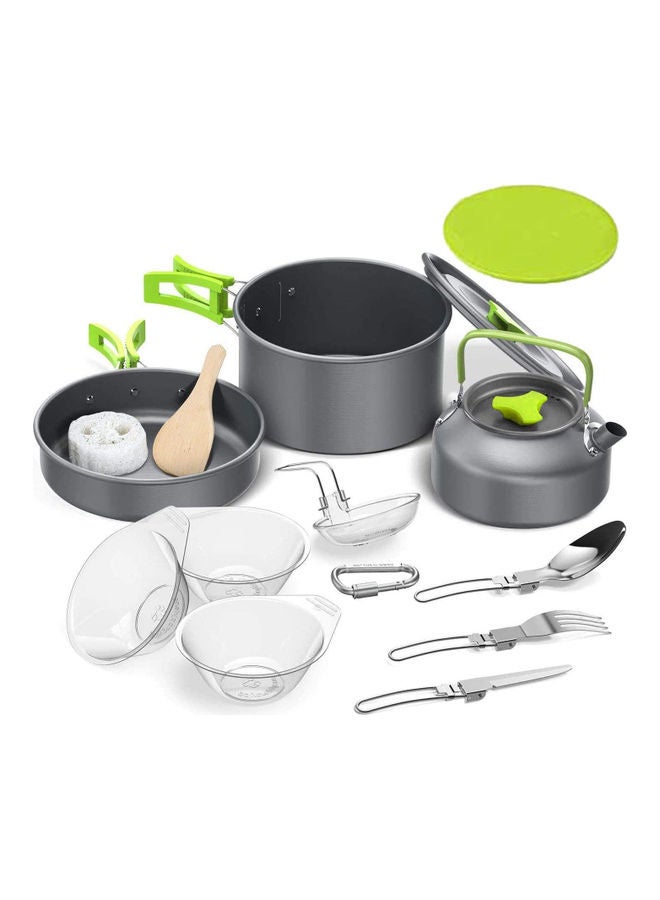 Generic - Outdoor Cookware Set 14pcs Green 19x13x18.4cm - Image 1