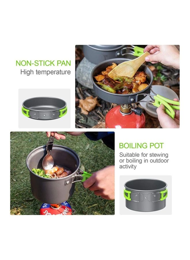 Generic - Outdoor Cookware Set 14pcs Green 19x13x18.4cm - Image 1