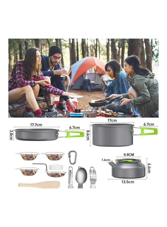 Generic - Outdoor Cookware Set 14pcs Green 19x13x18.4cm - Image 1