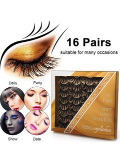 SHIDISHANGPIN 16 Pairs 3D Fake Eyelashes Black  - Image 3