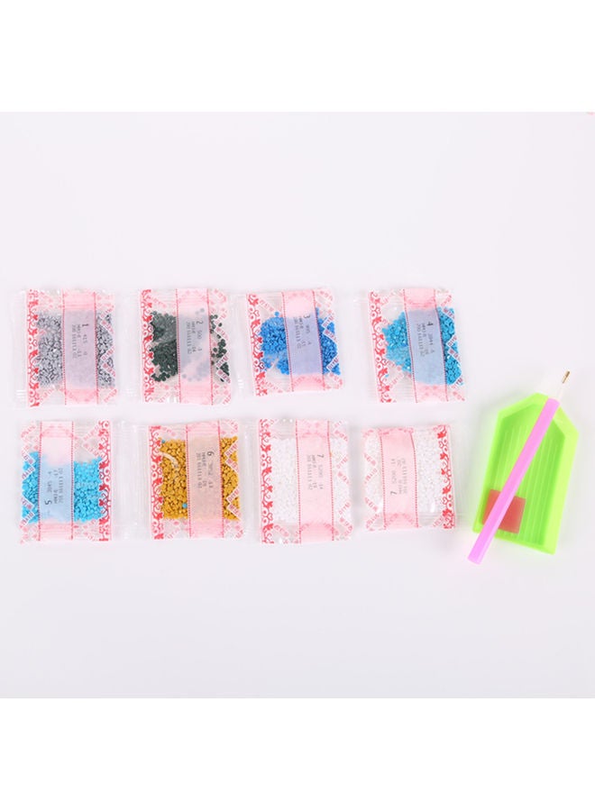 DIY 5D Diamond Painting Kit Blue/White/Brown - Image 4
